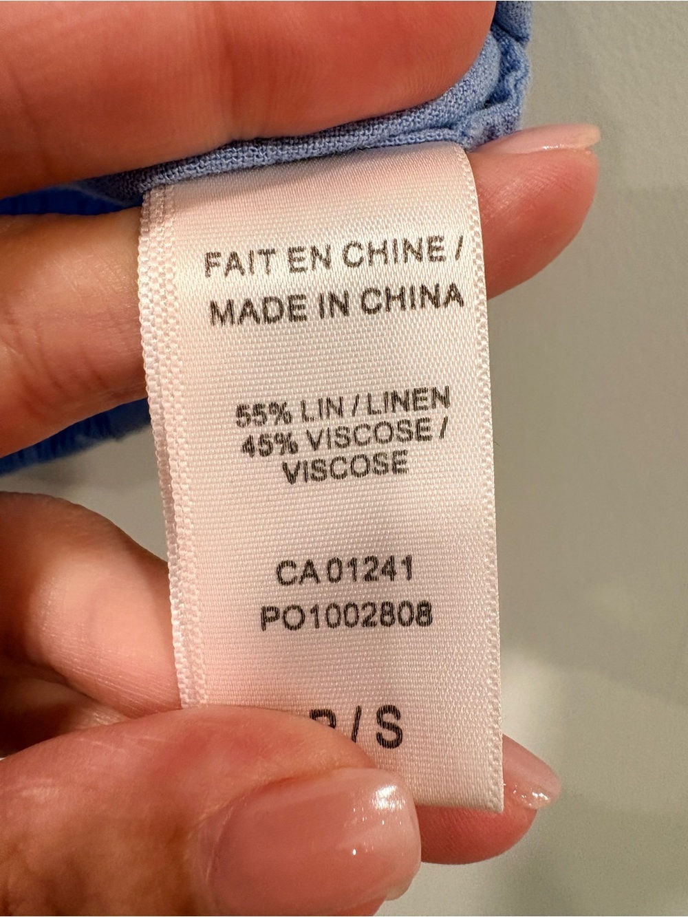 Twik Linen Blend Puff Sleeve Crop Top Blue Small - Picture 5 of 6